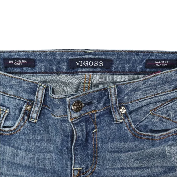 Vigoss Women's The Chelsea Skinny Blue Jeans Distressed Size 28  Blue - Picture 4 of 12